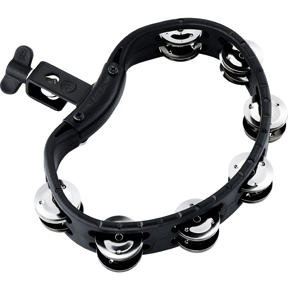 Tambourin Demi-Lune Double Rangée - 2 Pièces, ABS Et Acier, Pour Fêtes, Église, Musique (Noir)